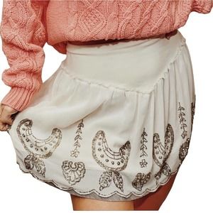 FREE PEOPLE BEADED MINI SKIRT SCALLOPED HEM WOMEN SIZE SMALL